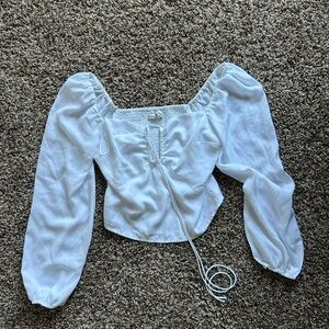 Abercrombie & Fitch White Puff Sleeve Top